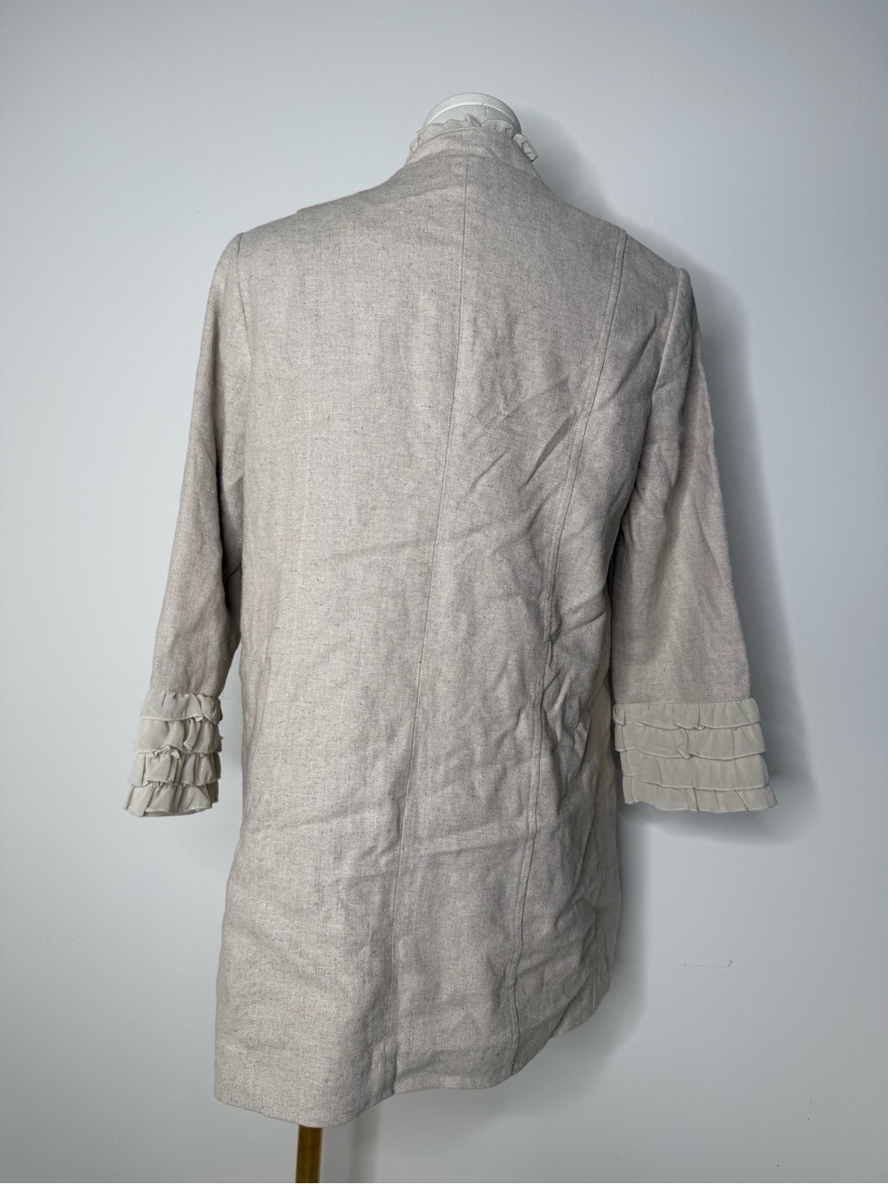 Multiples Cream Ruffle-Cuff Button Front Coat - Picture 7 of 7
